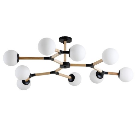 Wooden Nordic Modern Magic Bean Wood Molecular Chandelier with Glass Shades Wooden Nordic Modern Magic Bean Wood Molecular Chandelier with Glass Shades