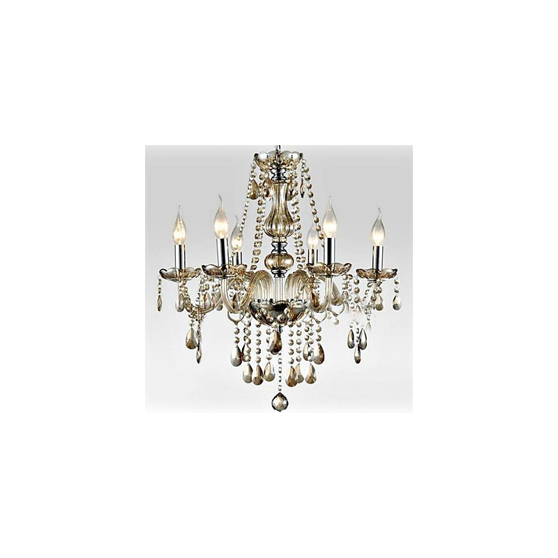6 light The style of palace Glass Chandelier With Candle Bulb