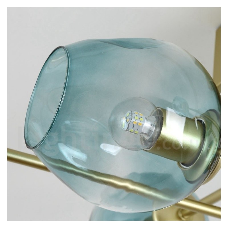 3 Light Rustic Lodge Stainless Steel Chandelier with Clear or Blue Glass Shades
