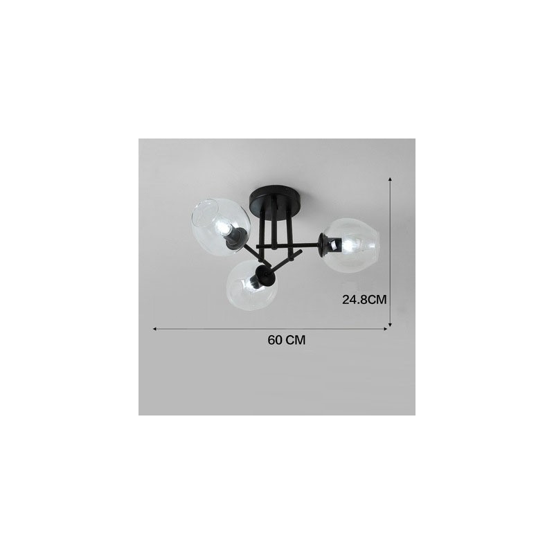 3 Light Rustic Lodge Stainless Steel Chandelier with Clear or Blue Glass Shades