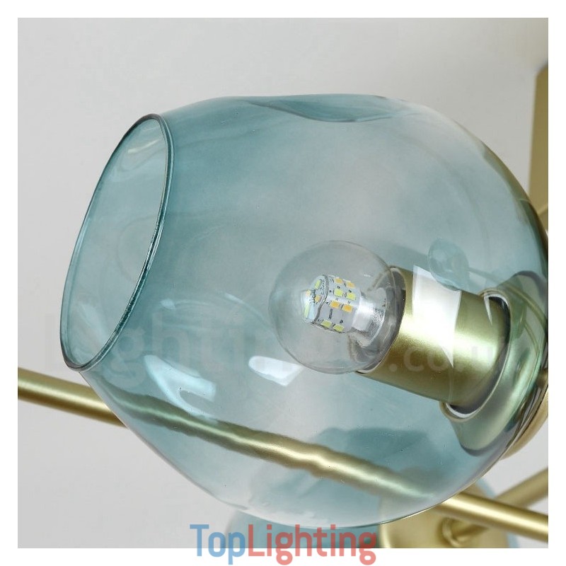 6 Light Rustic Lodge Stainless Steel Chandelier with Clear or Blue Glass Shades