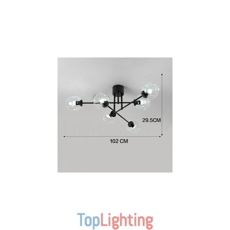 6 Light Rustic Lodge Stainless Steel Chandelier with Clear or Blue Glass Shades