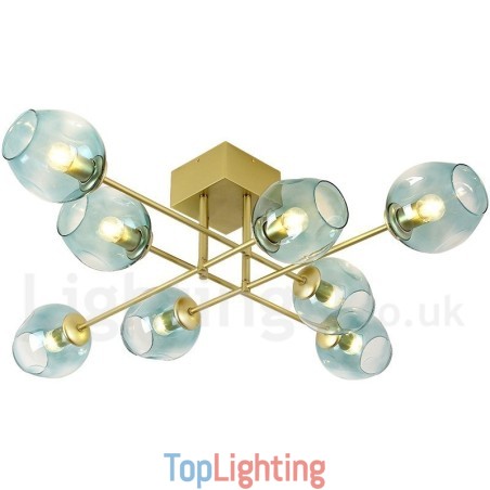 8 Light Rustic Lodge Stainless Steel Chandelier with Clear or Blue Glass Shades 8 Light Rustic Lodge Stainless Steel Chandelier with Clear or Blue Glass Shades