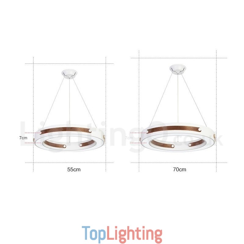 Multi Wood Colours Ring Modern Contemporary Pendant Light with Acrylic Shade