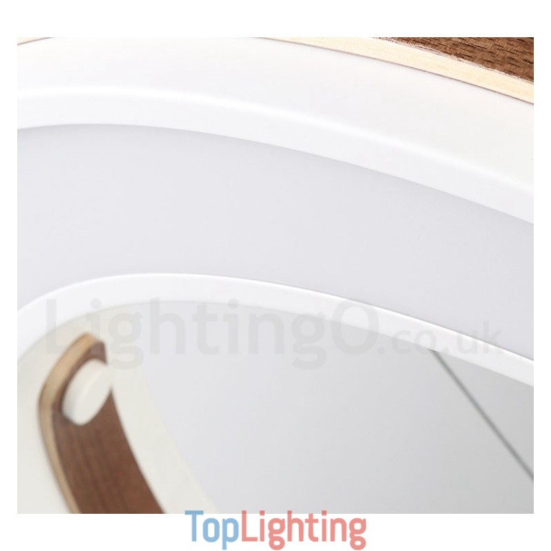 Multi Wood Colours Ring Modern Contemporary Pendant Light with Acrylic Shade
