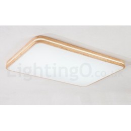 Dimmable Rectangle Wooden with Lens Modern Contemporary Nordic Style Flush Mount Wood Ceiling Light with Acrylic Shade and Remote Control Also Can Be Used As Wall Light
