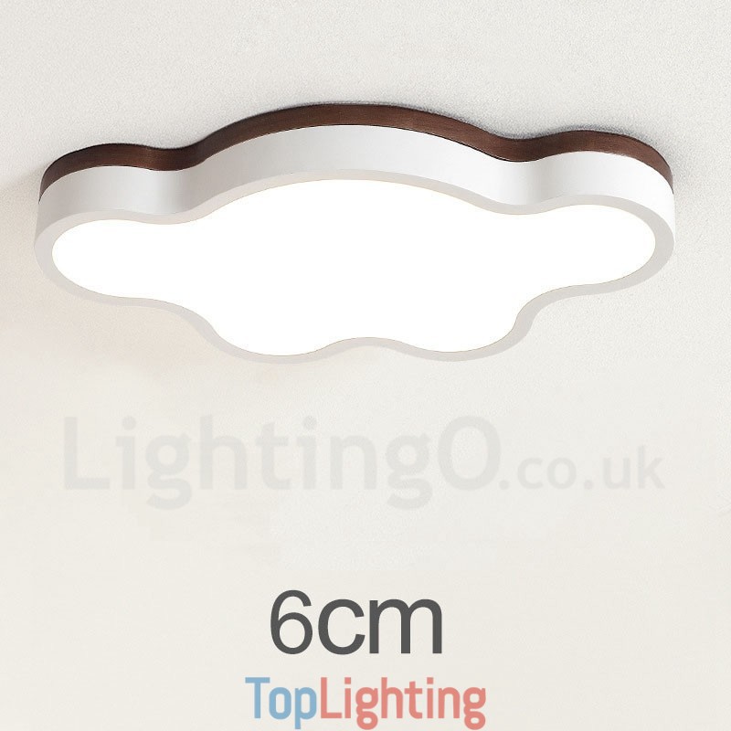 Retro Wooden Steel Flush Wood Light Kids Ceiling Light
