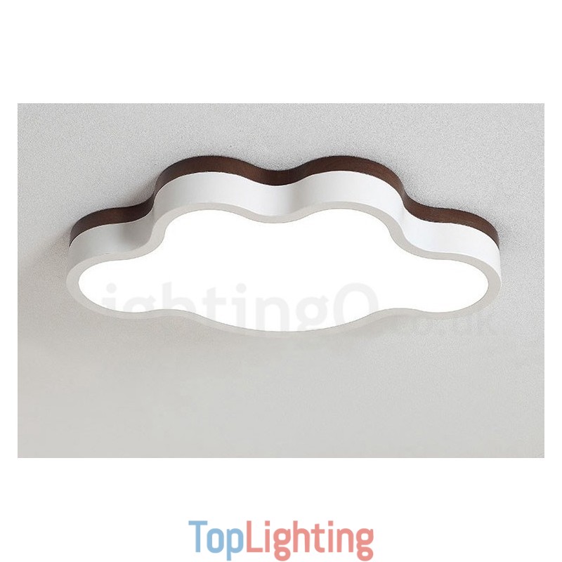 Retro Wooden Steel Flush Wood Light Kids Ceiling Light