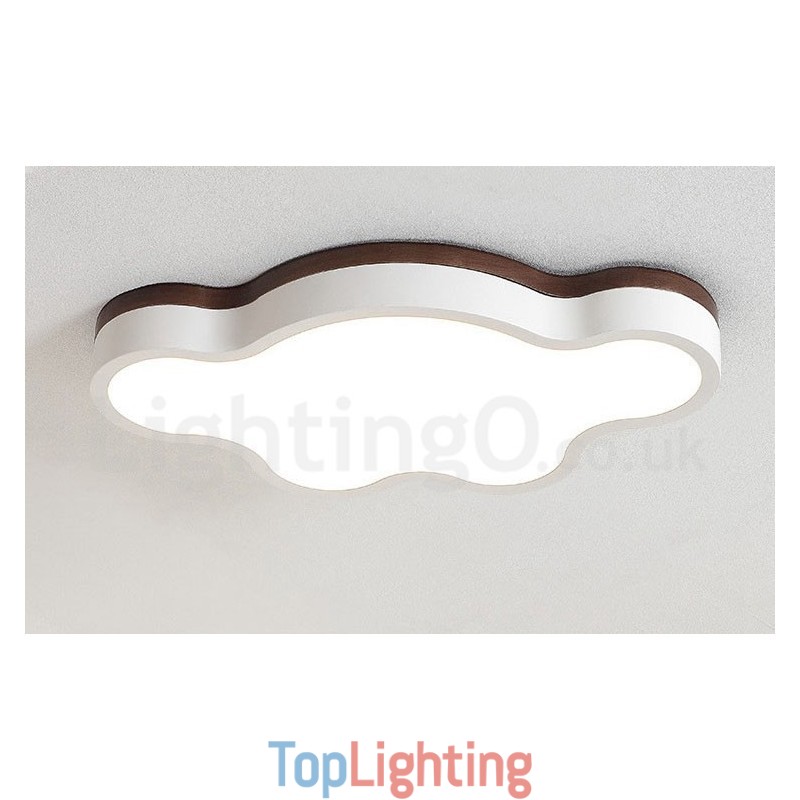 Retro Wooden Steel Flush Wood Light Kids Ceiling Light