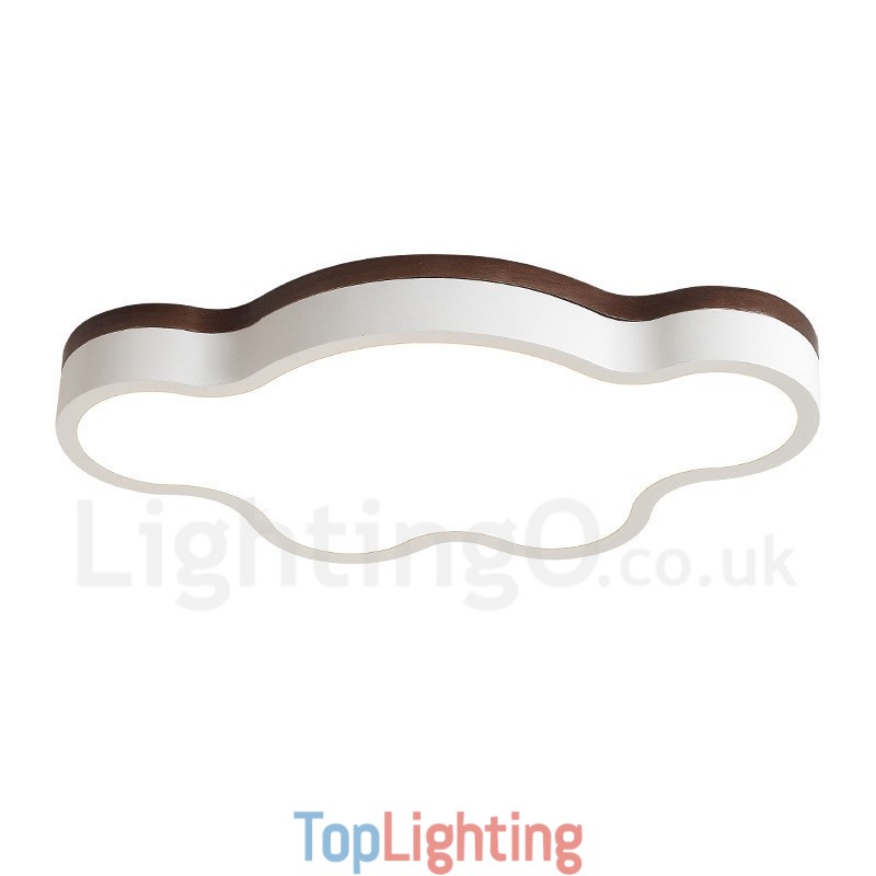 Retro Wooden Steel Flush Wood Light Kids Ceiling Light