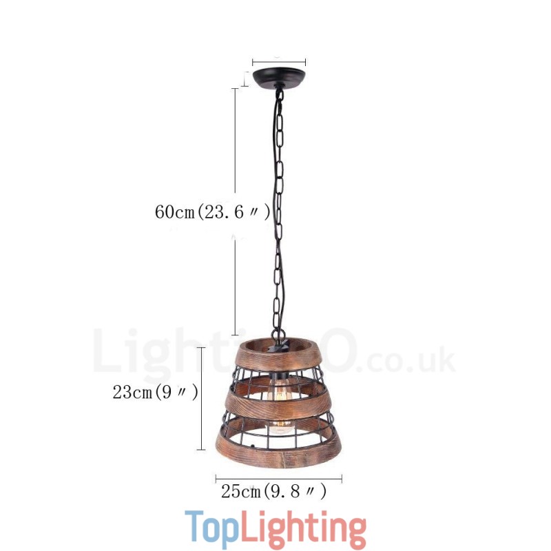 1 Light Ring Vintage Wooden Chandelier Industrial Wind Loft Wood Linear Pendant Lighting