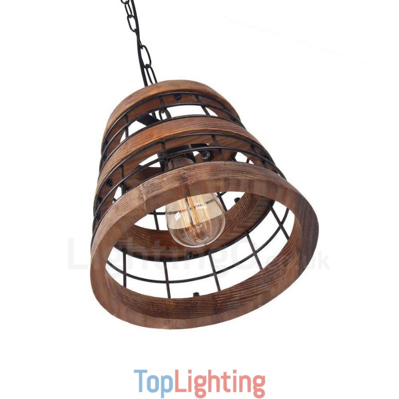 1 Light Ring Vintage Wooden Chandelier Industrial Wind Loft Wood Linear Pendant Lighting