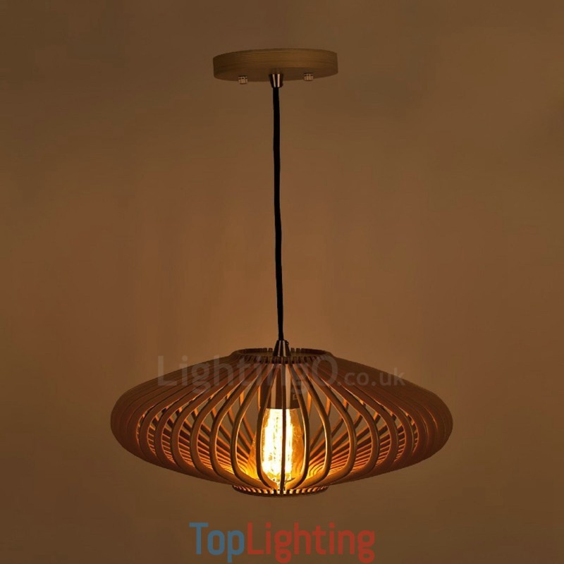 1 Light Lantern Vintage Wooden Chandelier Industrial Wind Loft Wood Linear Pendant Lighting