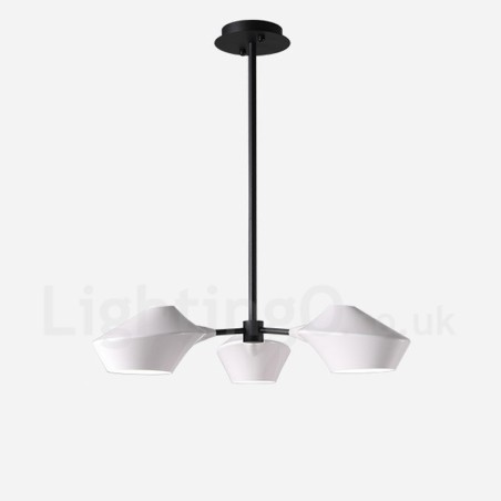 Linear Retro Chandelier 3 Light with Acrylic Shades Outdoors Garage Linear Retro Chandelier 3 Light with Acrylic Shades Outdoors Garage
