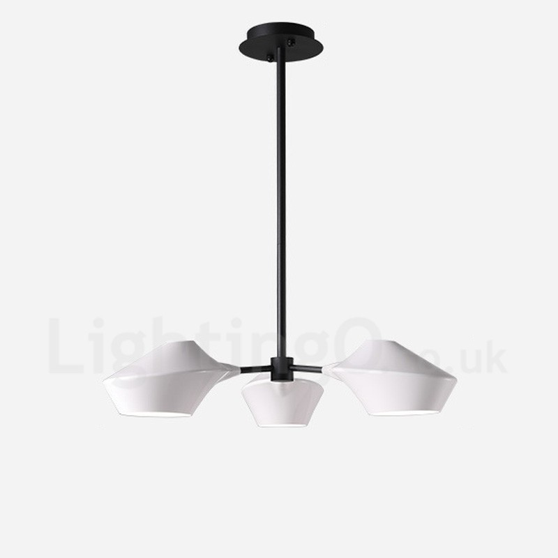 Linear Retro Chandelier 3 Light with Acrylic Shades Outdoors Garage