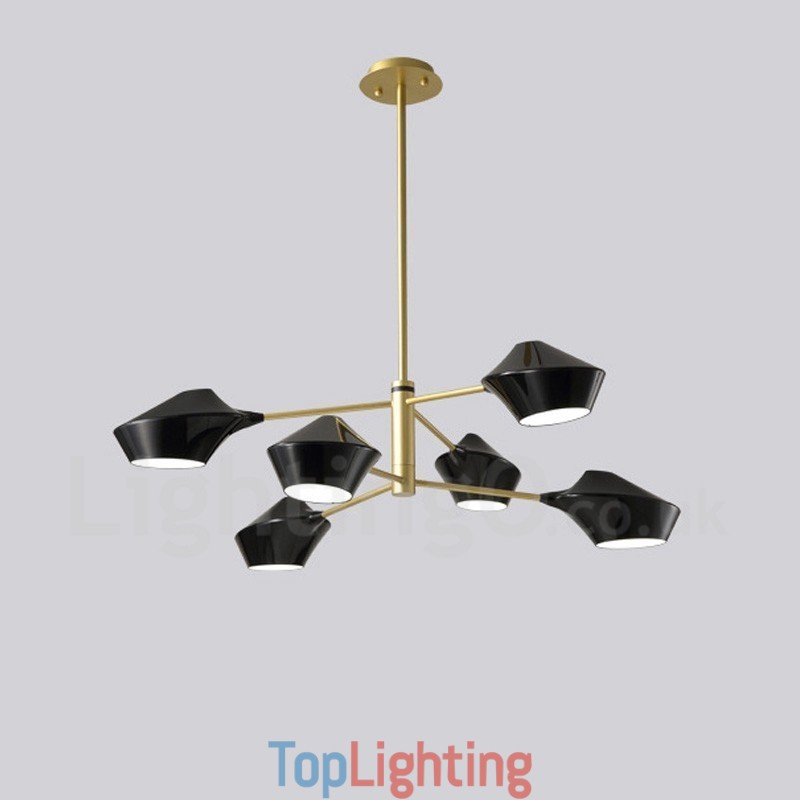 2 Tiers Multi Colours Linear Retro Chandelier 6 Light with Acrylic Shades Outdoors Garage