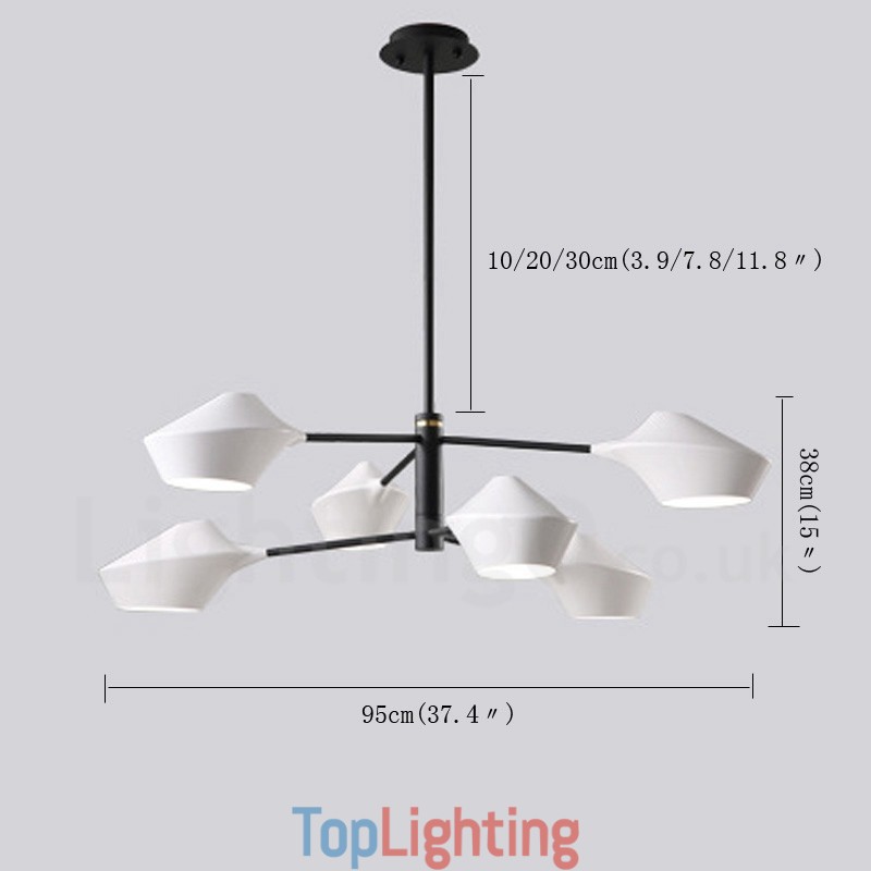 2 Tiers Multi Colours Linear Retro Chandelier 6 Light with Acrylic Shades Outdoors Garage