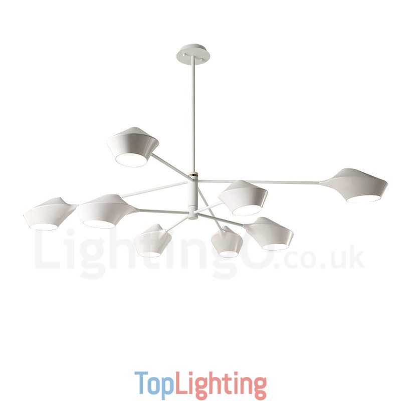Two Tiers Multi Colours Linear Retro Chandelier 8 Light with Acrylic Shades Outdoors Garage