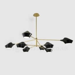 Two Tiers Multi Colours Linear Retro Chandelier 8 Light with Acrylic Shades Outdoors Garage