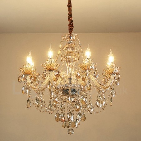 8 Light Cognac Colour Elegant Crystal Candle Chandelier 8 Light Cognac Colour Elegant Crystal Candle Chandelier