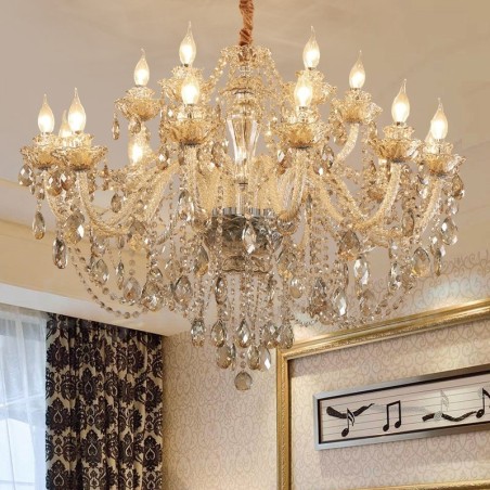 18 (12+6) Light Cognac Colour Elegant Crystal Candle Chandelier 18 (12+6) Light Cognac Colour Elegant Crystal Candle Chandelier