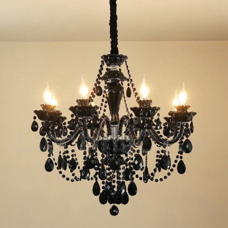 8 Light Black Elegant Crystal Candle Chandelier 8 Light Black Elegant Crystal Candle Chandelier