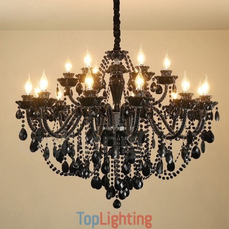 18 (12+6) Light Black Elegant Crystal Candle Chandelier 18 (12+6) Light Black Elegant Crystal Candle Chandelier