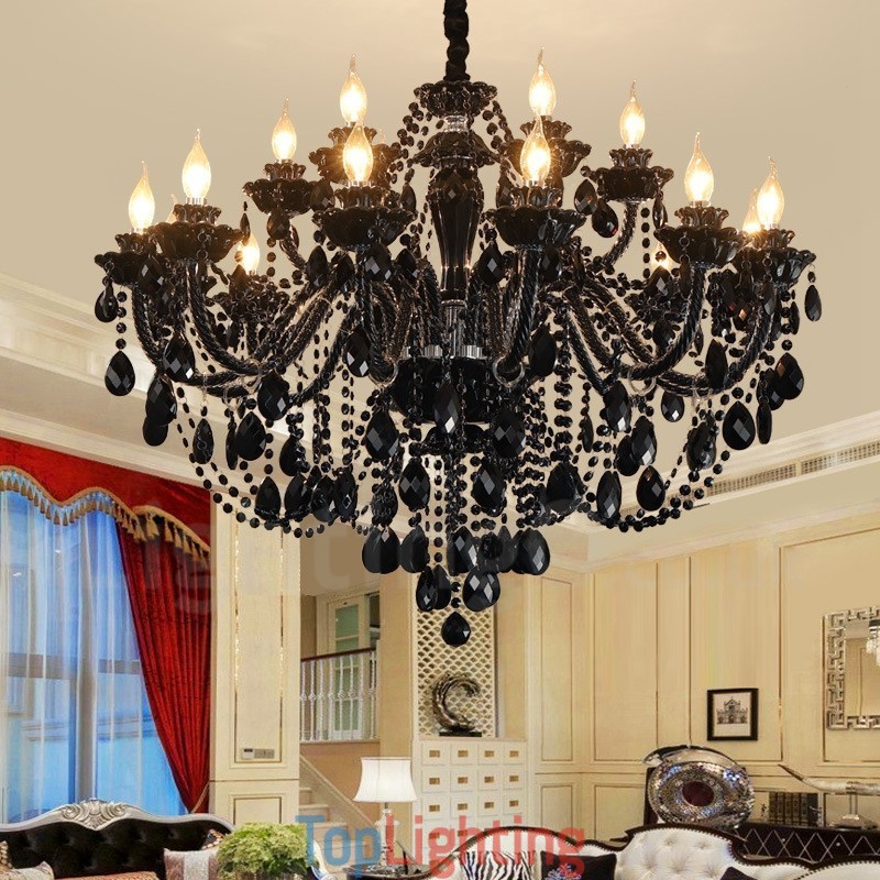 18 (12+6) Light Black Elegant Crystal Candle Chandelier