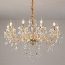 Gold Chandelier with Clear Crystal Candle Chandelier