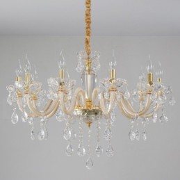 Gold Chandelier with Clear Crystal Candle Chandelier