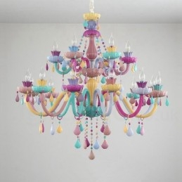 Macaron 18 (12+6) Light Chandelier with Multi Colours Crystal Candle Mini Style for Kid's Children