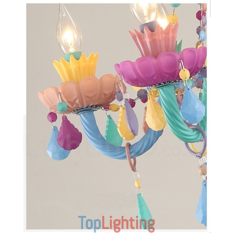 Macaron 18 (12+6) Light Chandelier with Multi Colours Crystal Candle Mini Style for Kid's Children