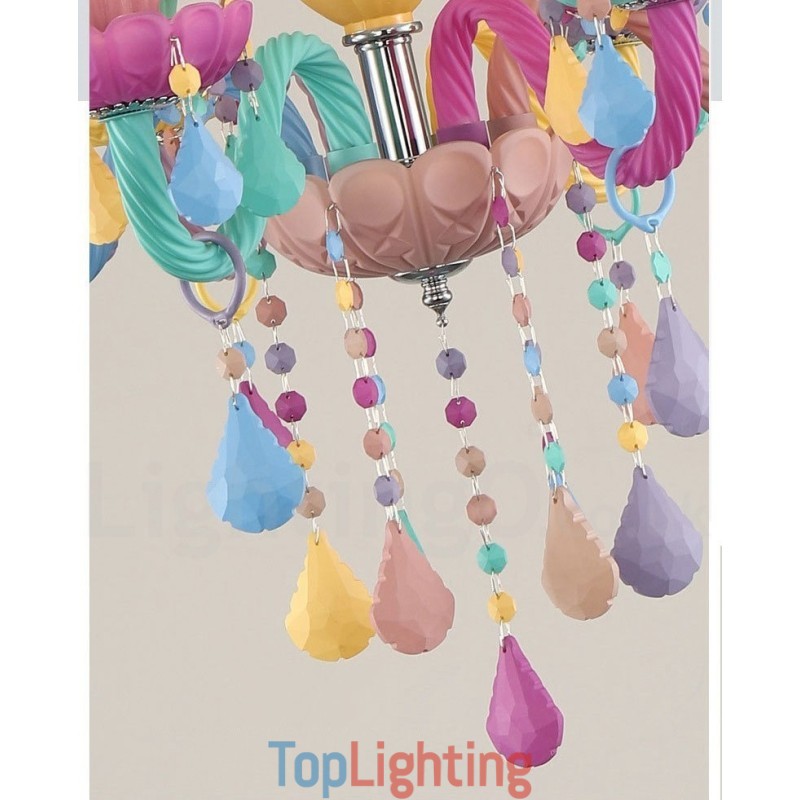Macaron 18 (12+6) Light Chandelier with Multi Colours Crystal Candle Mini Style for Kid's Children