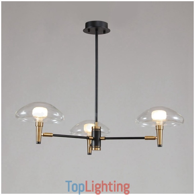3 Light Mini Style Uplight Electroplated Painted Finish Chandelier with Glass Shades