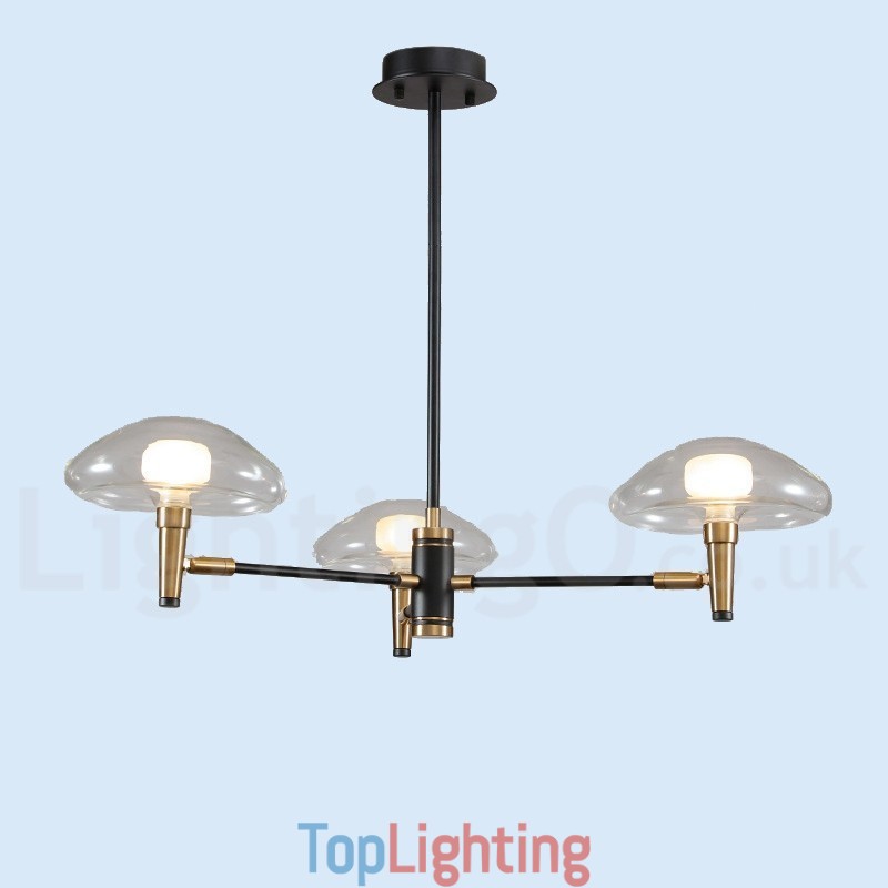 3 Light Mini Style Uplight Electroplated Painted Finish Chandelier with Glass Shades