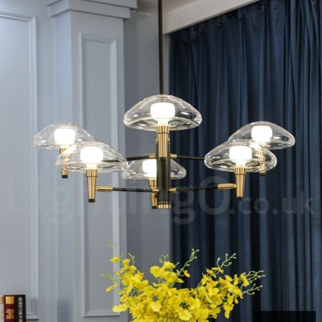 6 Light Uplight Electroplated Painted Finish Chandelier with Glass Shades 6 Light Uplight Electroplated Painted Finish Chandelier with Glass Shades