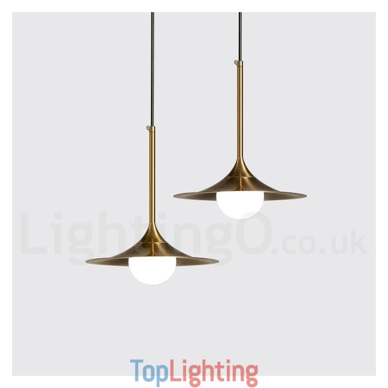 1 Light Industrial Style Gold Mini Style Electroplated Painted Finish Pendant Light with Glass Shade