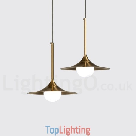 1 Light Industrial Style Gold Mini Style Electroplated Painted Finish Pendant Light with Glass Shade
