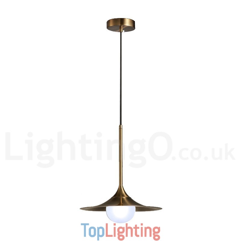 1 Light Industrial Style Gold Mini Style Electroplated Painted Finish Pendant Light with Glass Shade