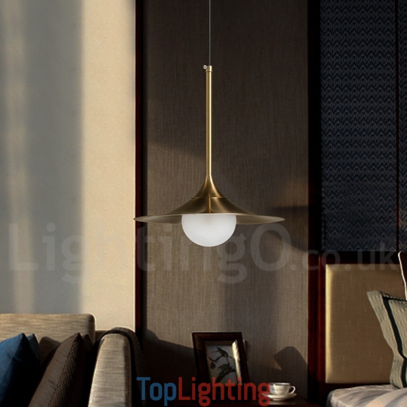 1 Light Industrial Style Gold Mini Style Electroplated Painted Finish Pendant Light with Glass Shade