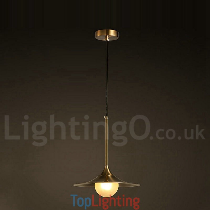 1 Light Industrial Style Gold Mini Style Electroplated Painted Finish Pendant Light with Glass Shade