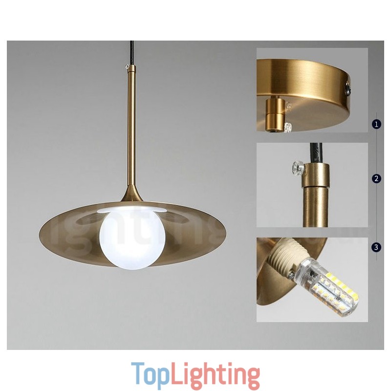 1 Light Industrial Style Gold Mini Style Electroplated Painted Finish Pendant Light with Glass Shade