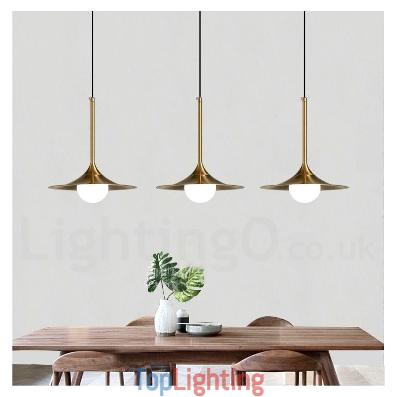1 Light Industrial Style Gold Mini Style Electroplated Painted Finish Pendant Light with Glass Shade