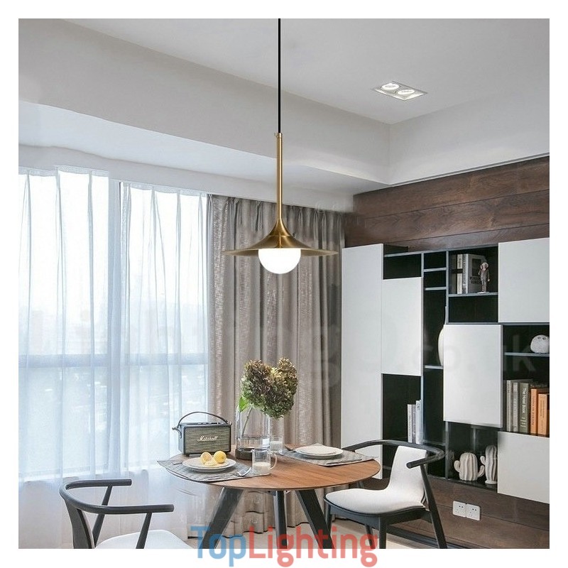 1 Light Industrial Style Gold Mini Style Electroplated Painted Finish Pendant Light with Glass Shade