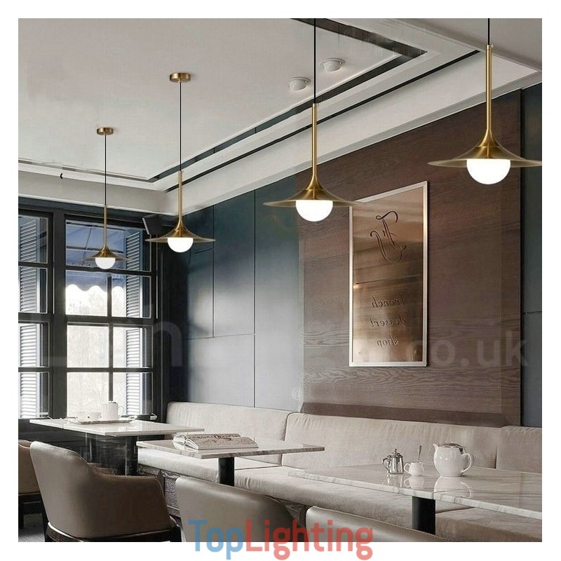 1 Light Industrial Style Gold Mini Style Electroplated Painted Finish Pendant Light with Glass Shade