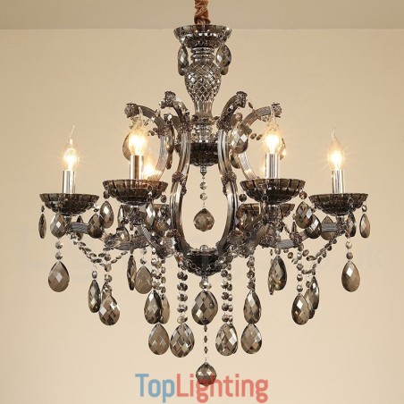 6 Light Grey Crystal Candle Chandelier 6 Light Grey Crystal Candle Chandelier