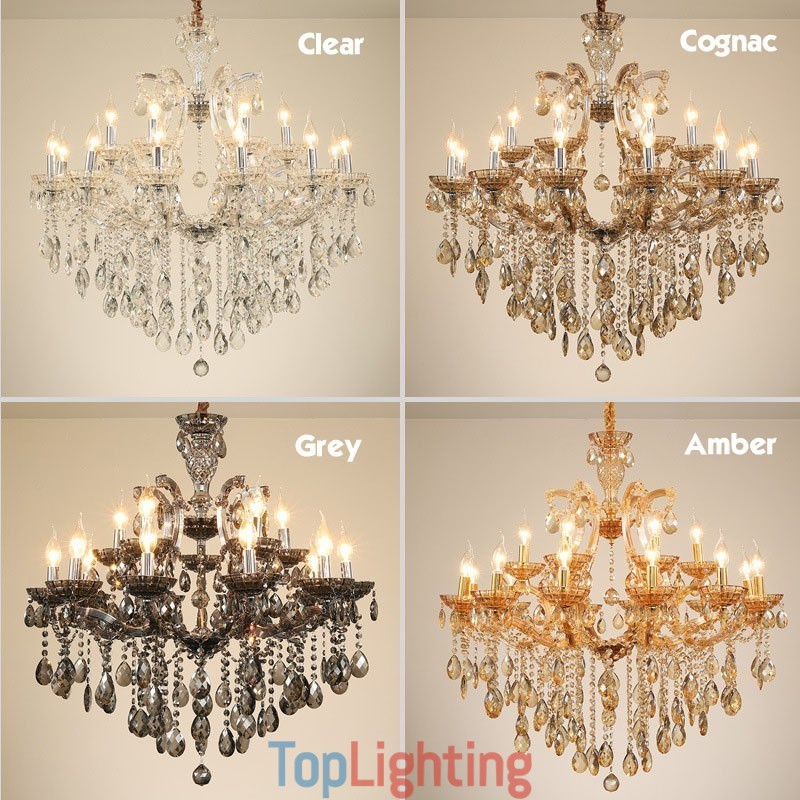6 Light Grey Crystal Candle Chandelier