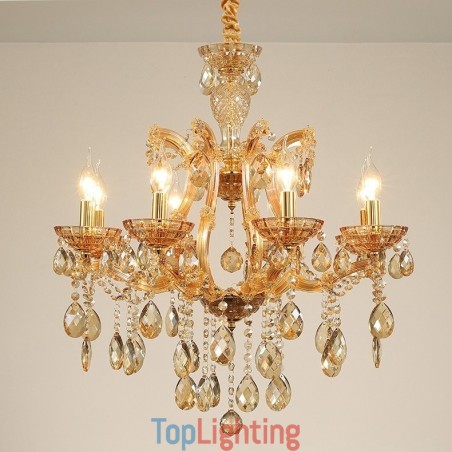 8 Light Amber Crystal Candle Chandelier 8 Light Amber Crystal Candle Chandelier