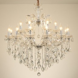 18 (12+6) Light Clear Crystal Candle Chandelier