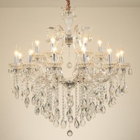 18 (12+6) Light Clear Crystal Candle Chandelier 18 (12+6) Light Clear Crystal Candle Chandelier